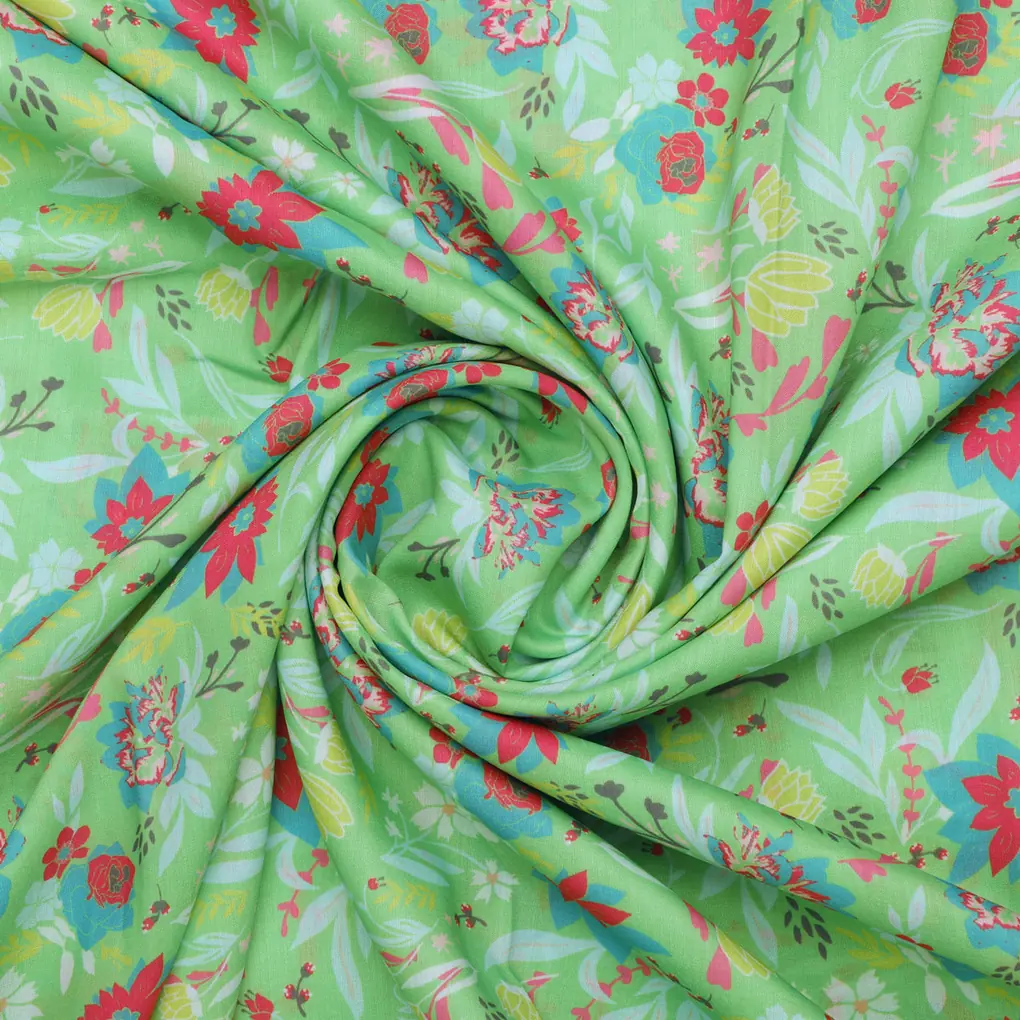 Multicolor Floral Print Muslin Fabric - Image 3