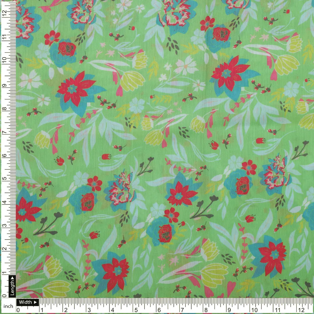 Multicolor Floral Print Muslin Fabric - Image 4