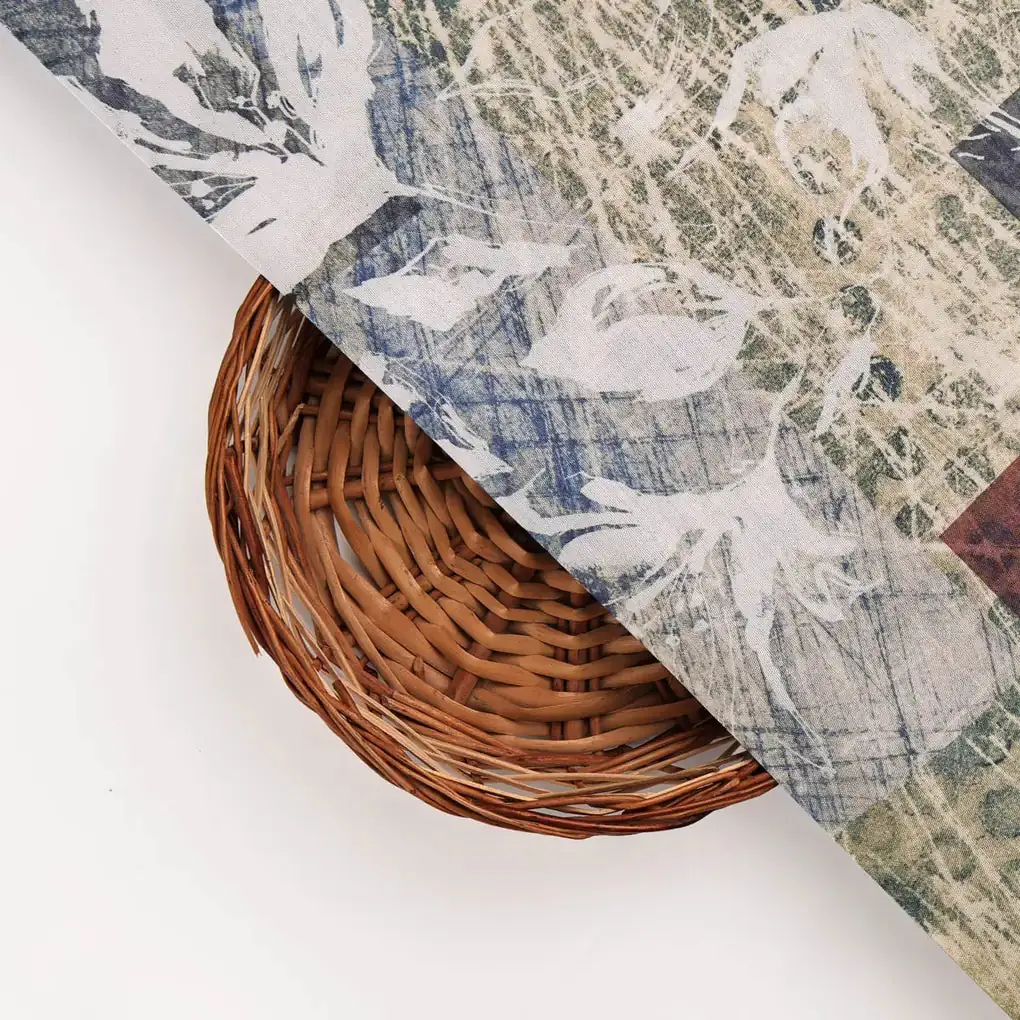 Multicolor Floral Printed Dola Silk Fabric - Image 3