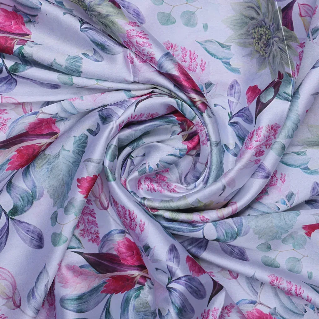 Multicolor Floral Printed Japan Satin Fabric - Image 3