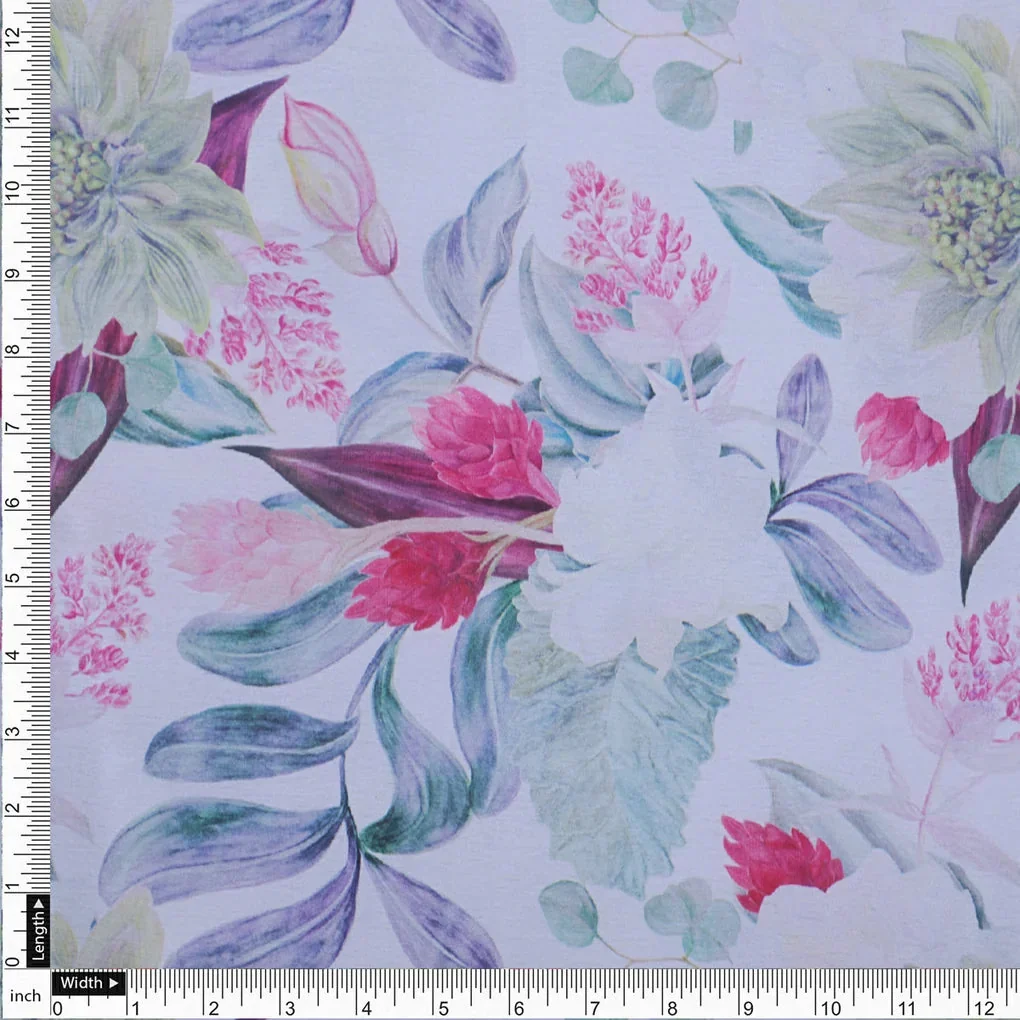 Multicolor Floral Printed Japan Satin Fabric - Image 4