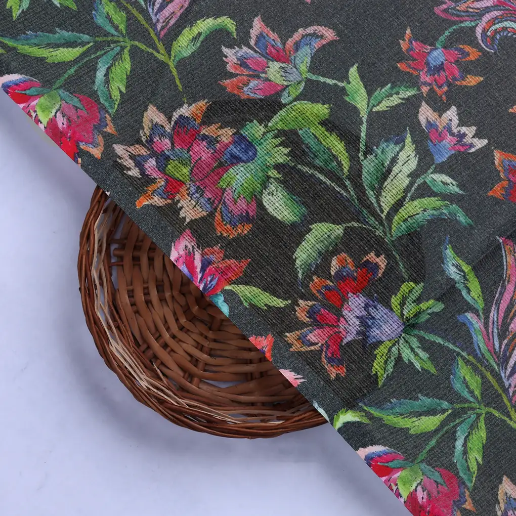 Multicolor Floral Printed Kota Doria Fabric - Image 2