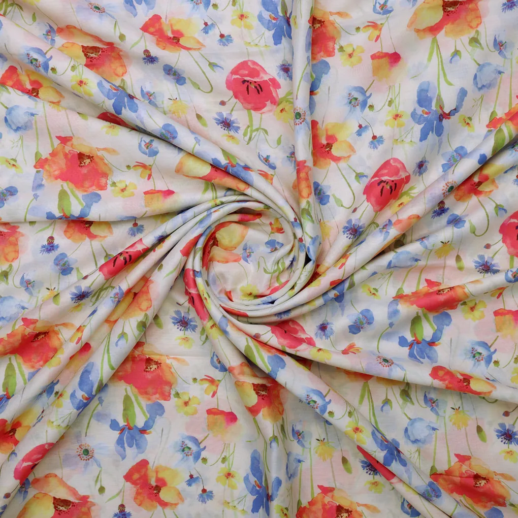 Multicolor Floral Printed Muslin Fabric - Image 3