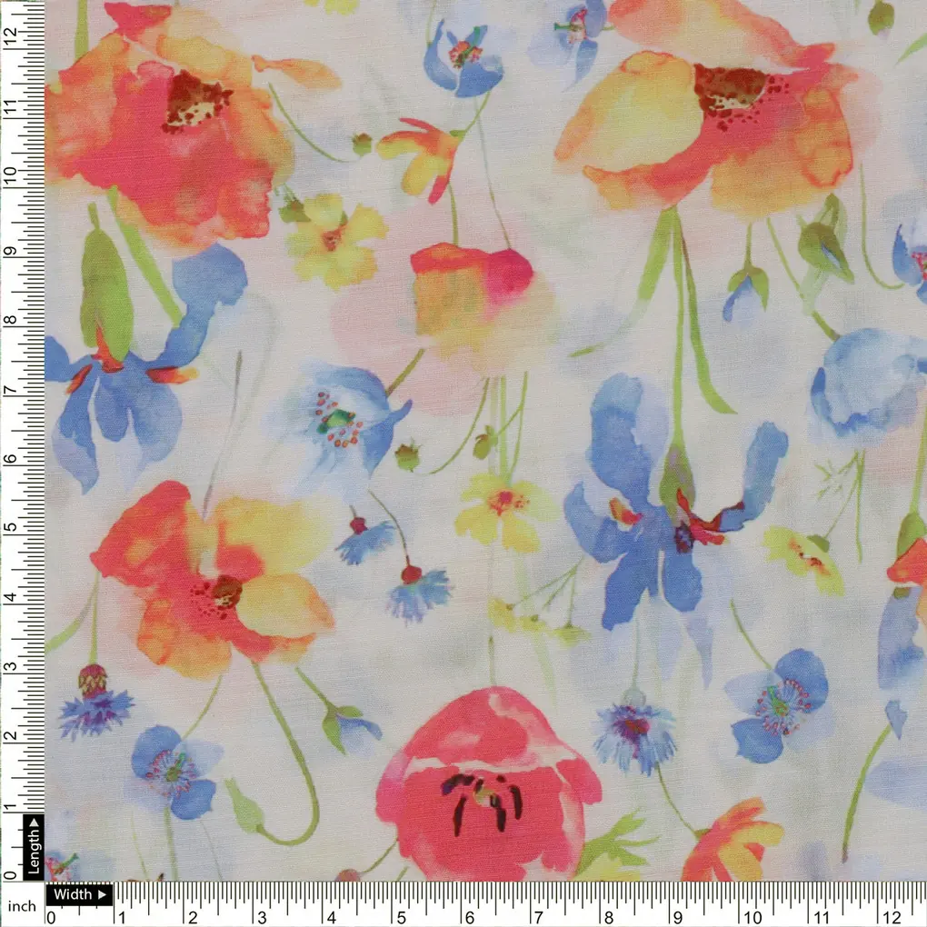 Multicolor Floral Printed Muslin Fabric - Image 4