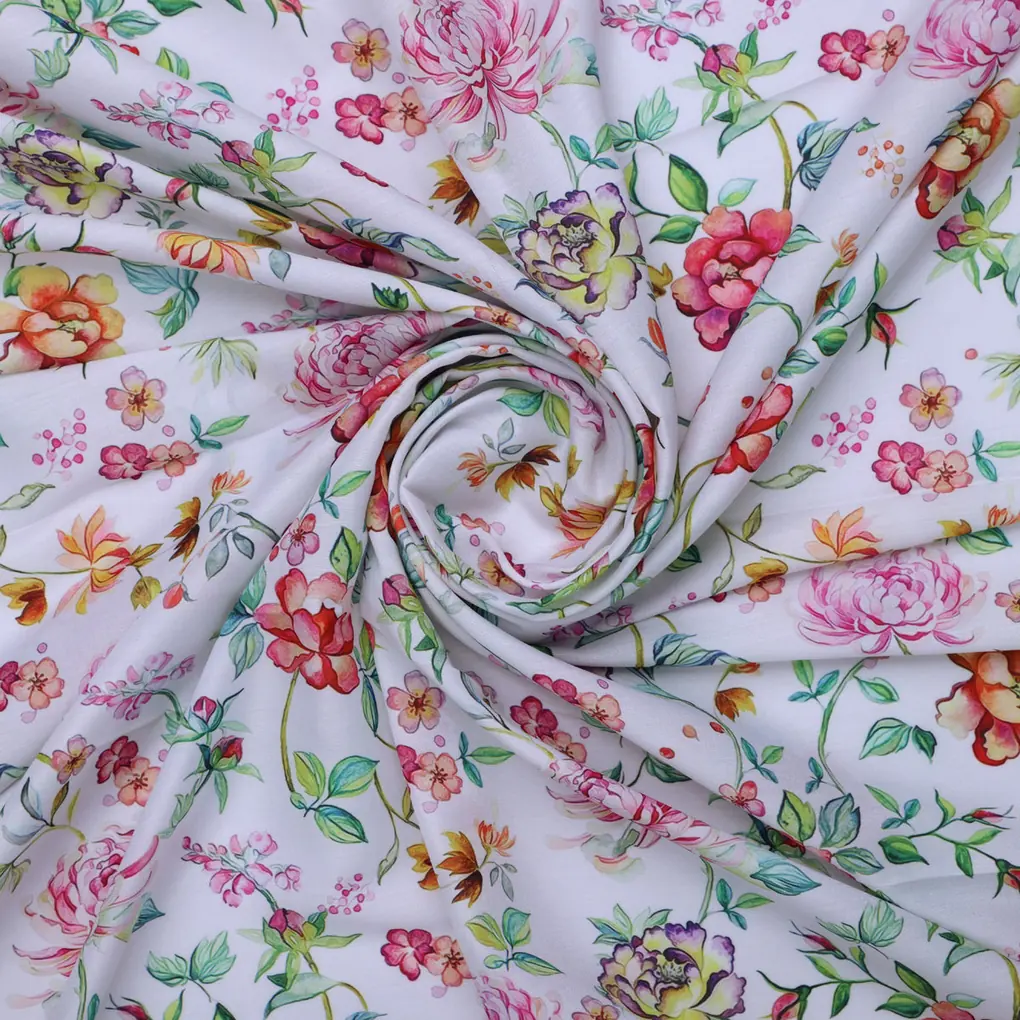 Multicolor Floral Printed Muslin Fabric - Image 3
