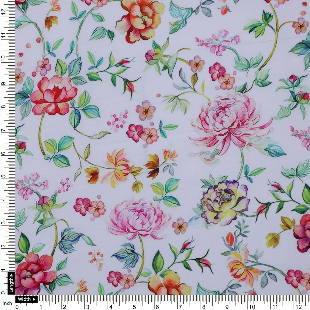 Multicolor Floral Printed Muslin Fabric - Image 4