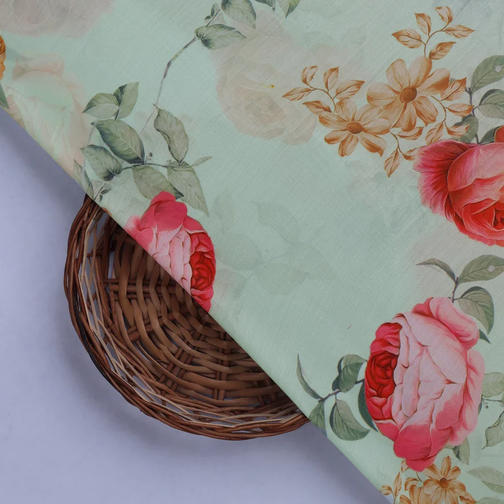 Multicolor Floral Printed Muslin Fabric - Image 2