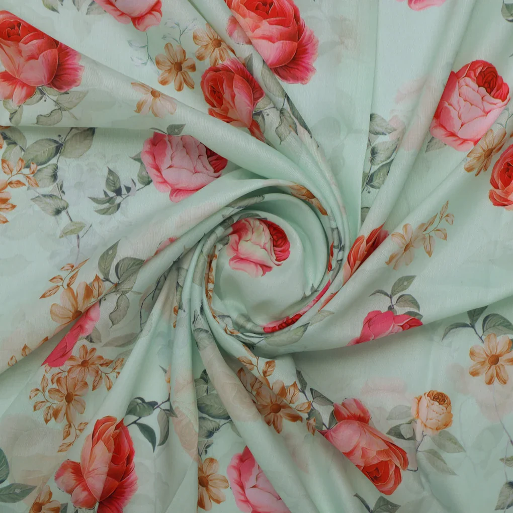 Multicolor Floral Printed Muslin Fabric - Image 3