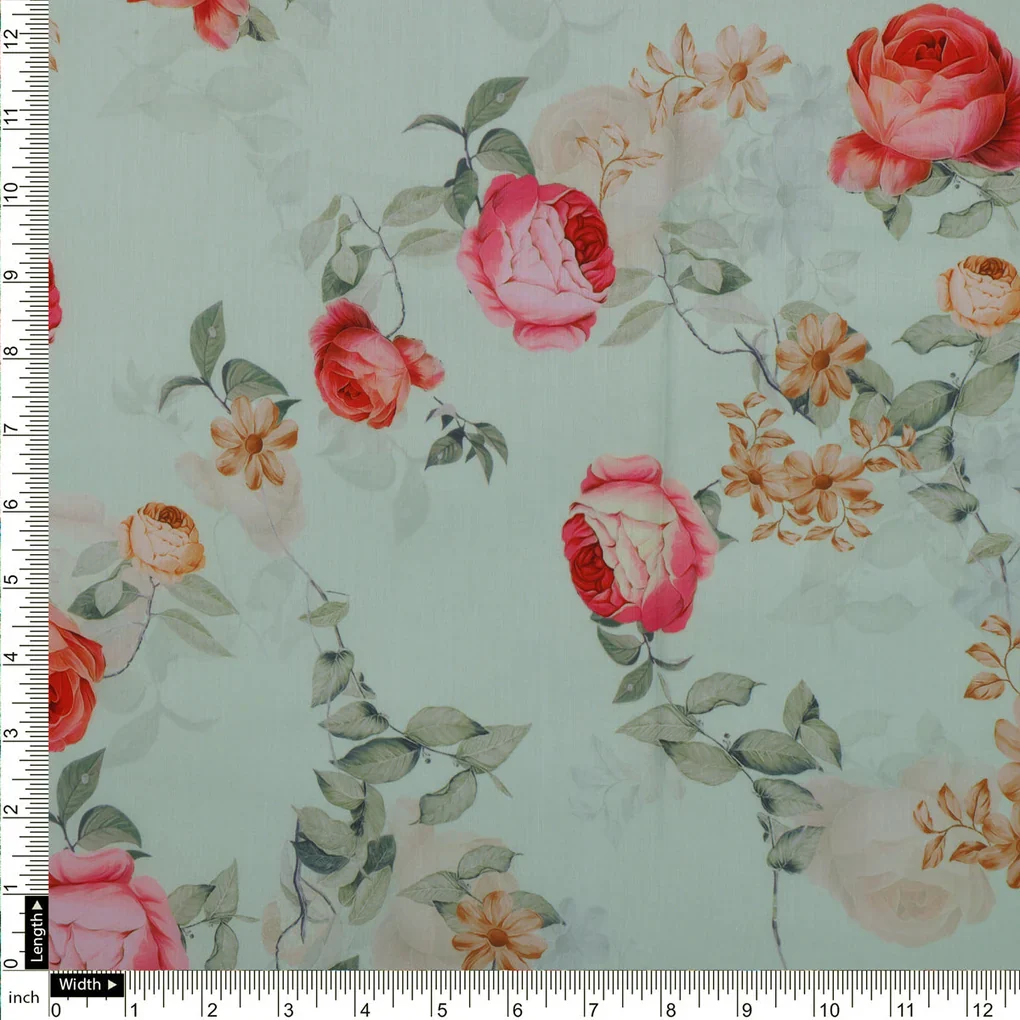 Multicolor Floral Printed Muslin Fabric - Image 4