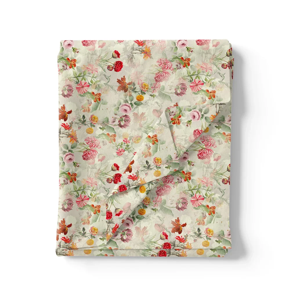 Multicolor Floral Pure Cotton Printed Fabric Material - Image 3