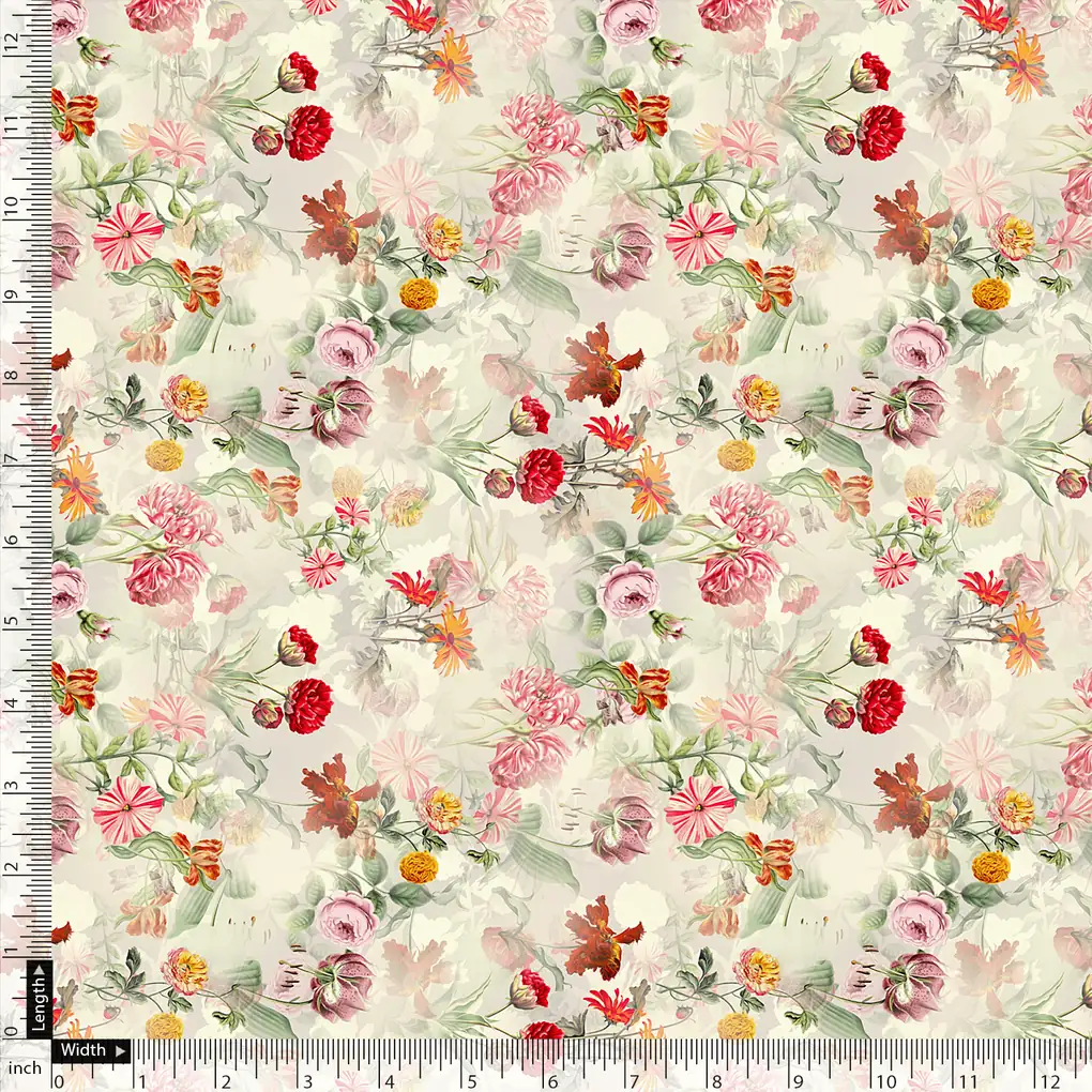 Multicolor Floral Pure Cotton Printed Fabric Material - Image 5