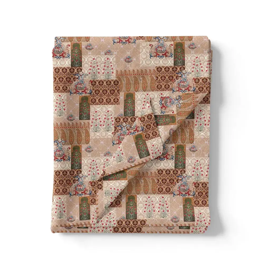 Multicolor Flower Pashmina Printed Fabric - Image 3