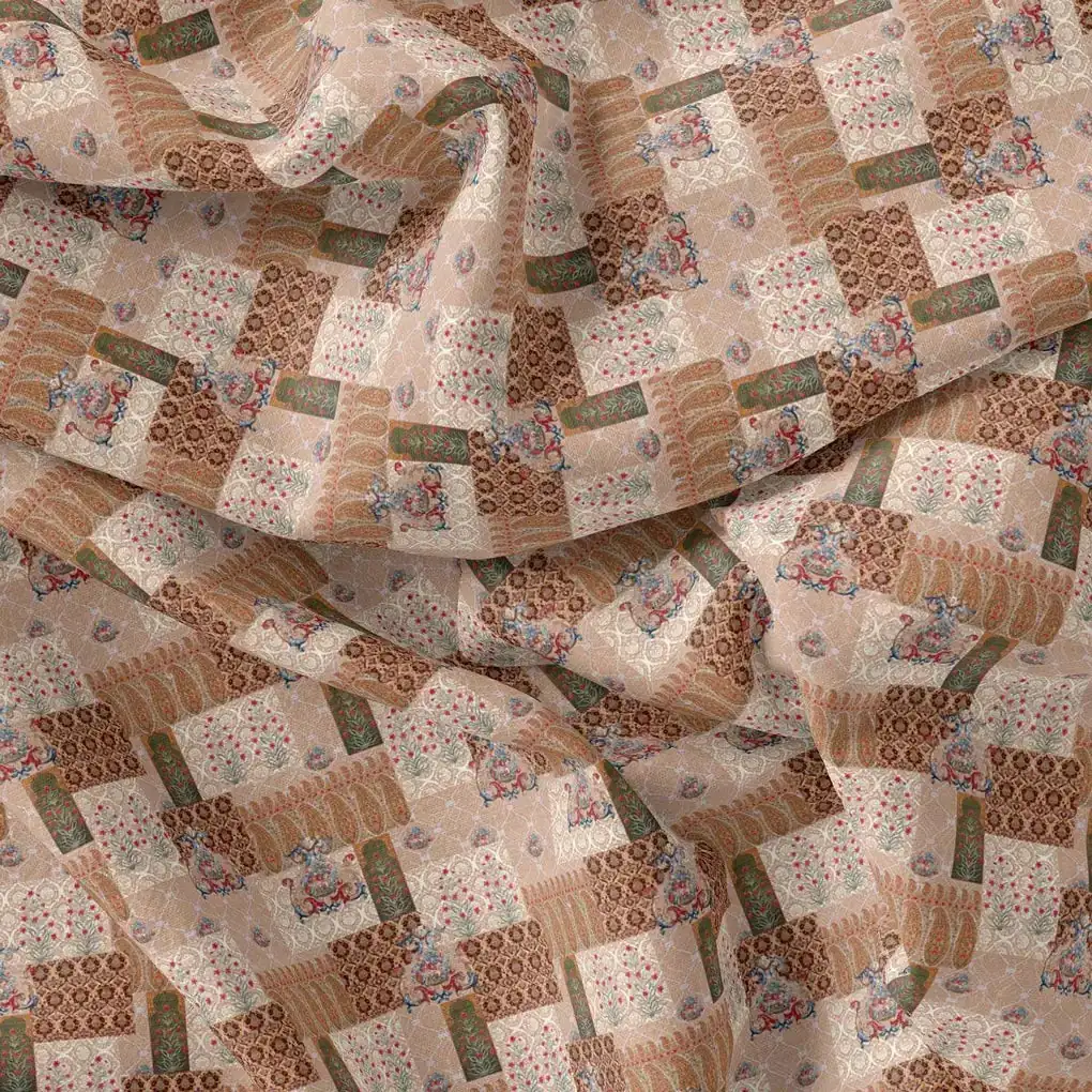 Multicolor Flower Pashmina Printed Fabric - Image 4