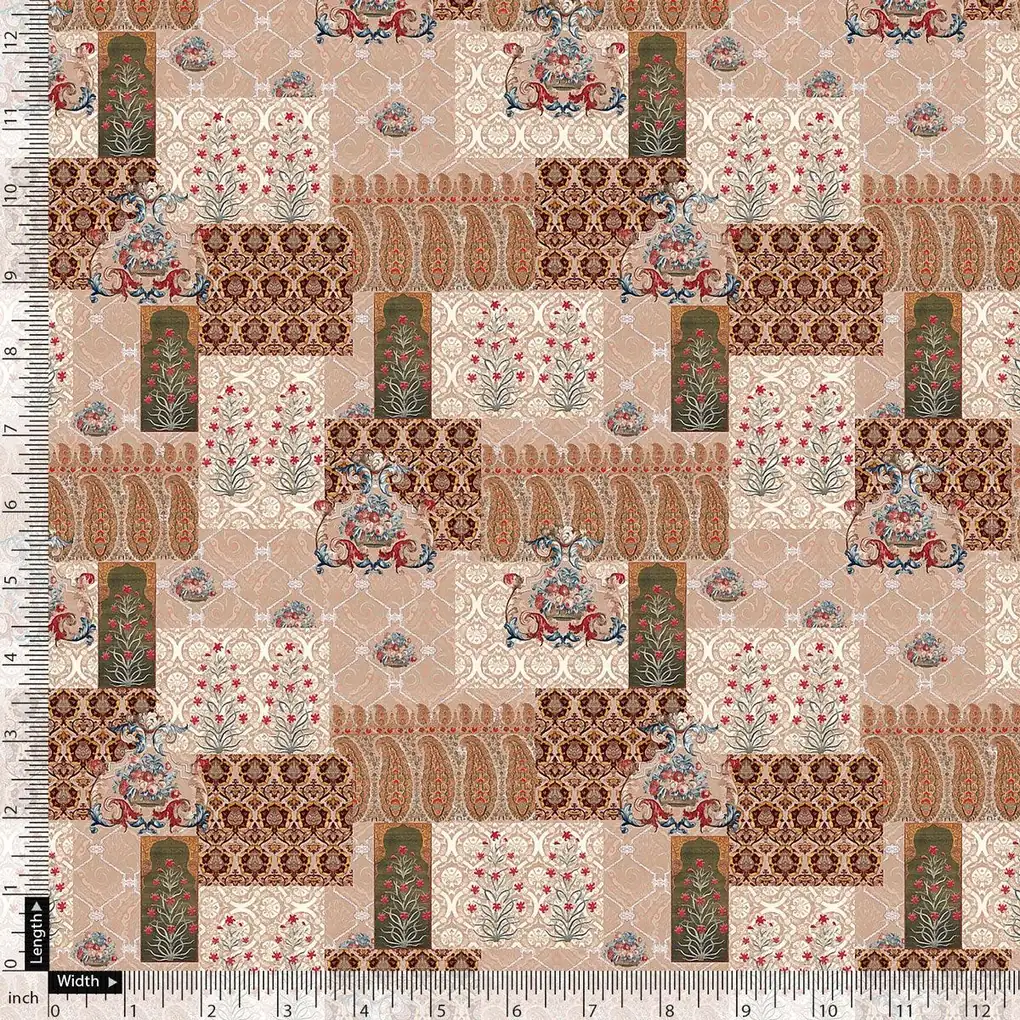 Multicolor Flower Pashmina Printed Fabric - Image 5