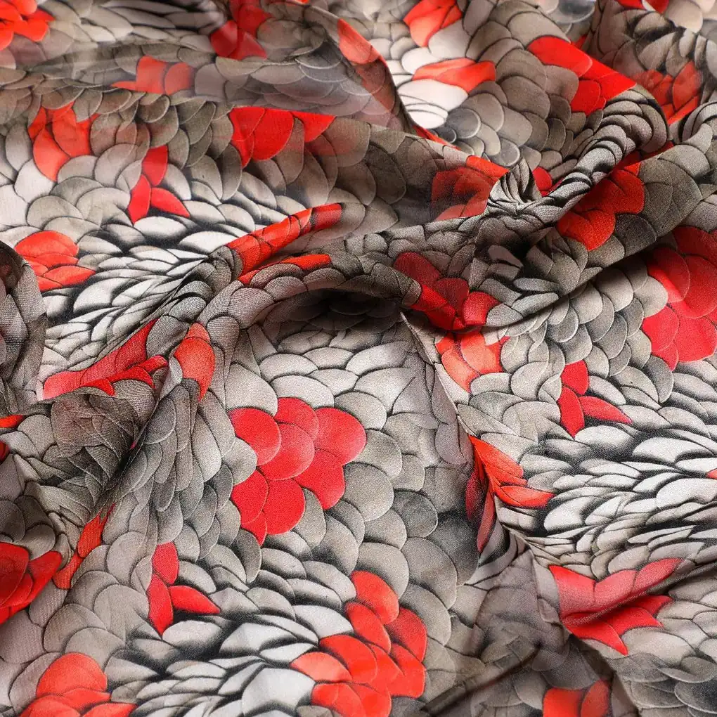 Multicolor Fur Pure Georgette Printed Fabric - Image 3