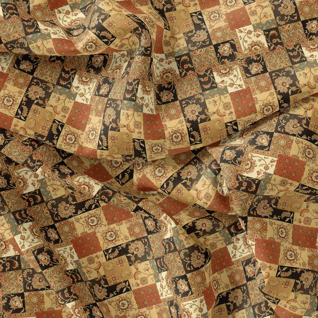 Multicolor Jecobean Floral Pure Cotton Printed Fabric Material - Image 4