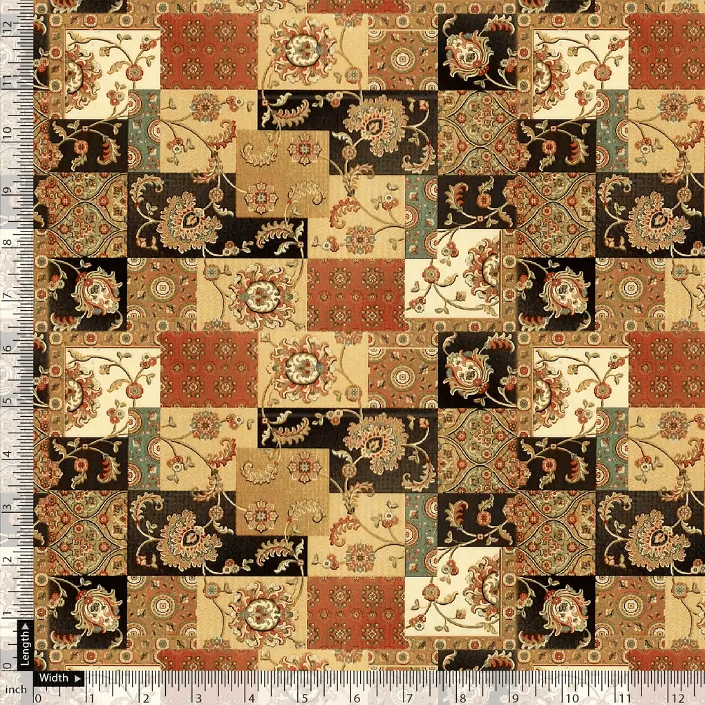Multicolor Jecobean Floral Pure Cotton Printed Fabric Material - Image 5