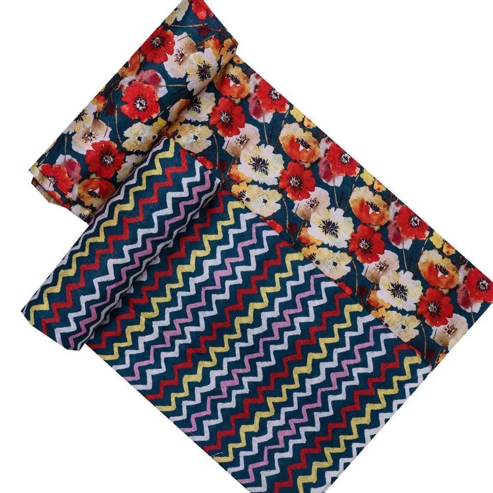 Multicolor Linen Printed Unstitched Fabric Set (5 Meter Set) - Image 4