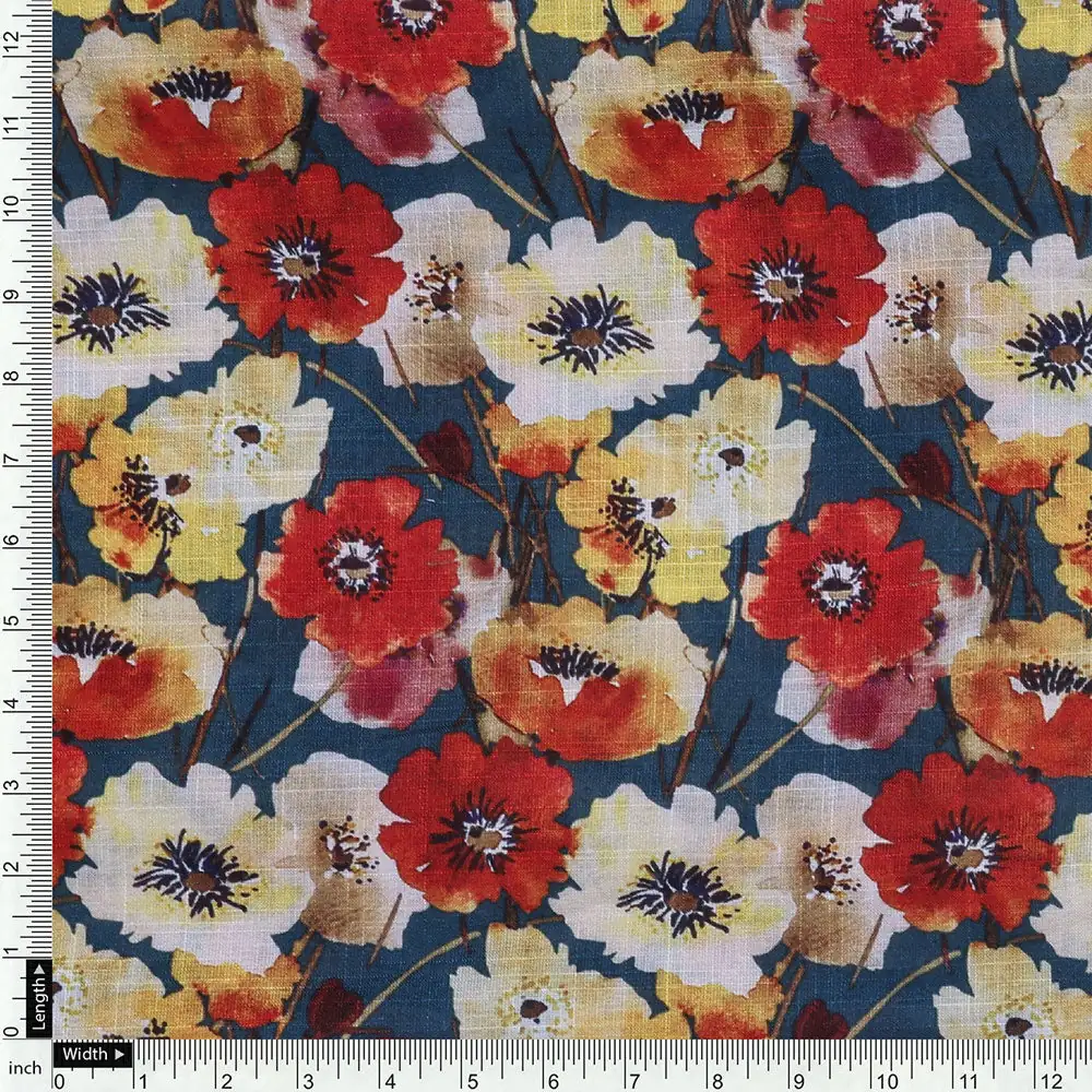 Multicolor Linen Printed Unstitched Fabric Set (5 Meter Set) - Image 5