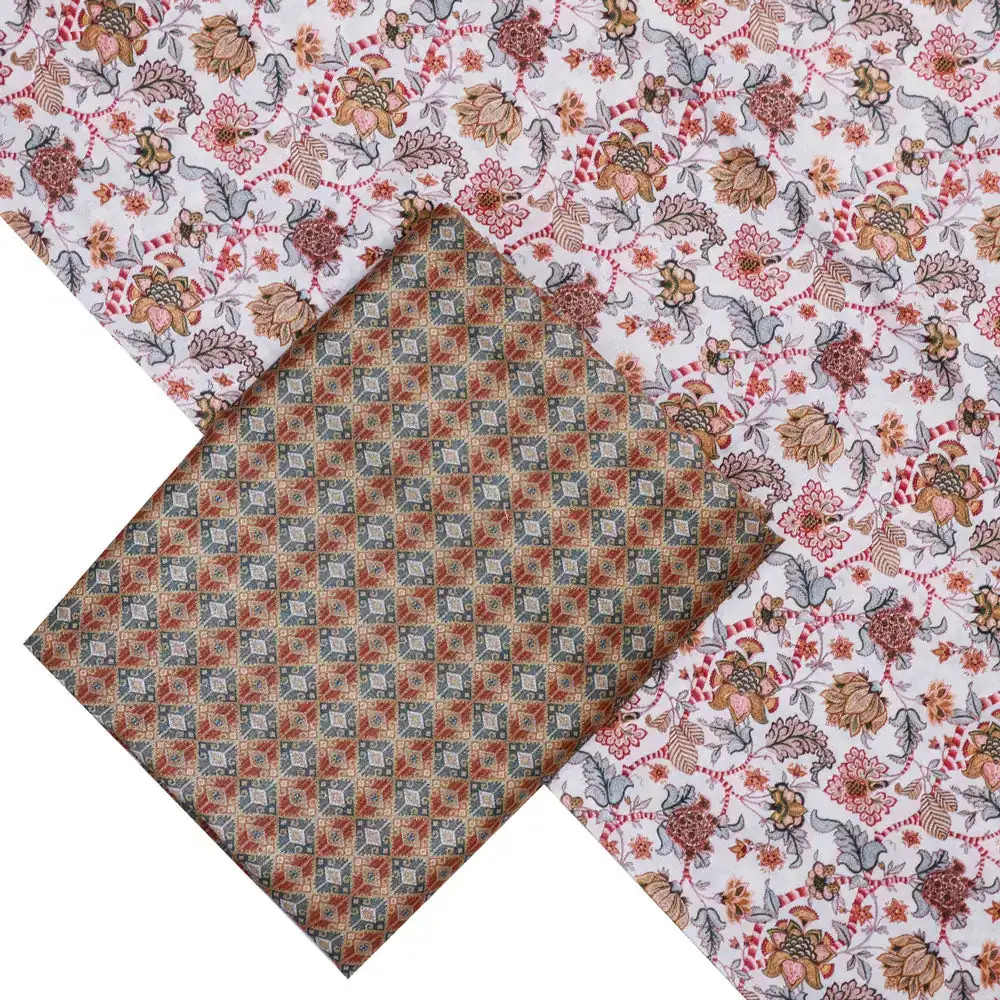 Multicolor Mul Cotton Printed Unstitched Fabric Set (5 Meter Set) - Image 2