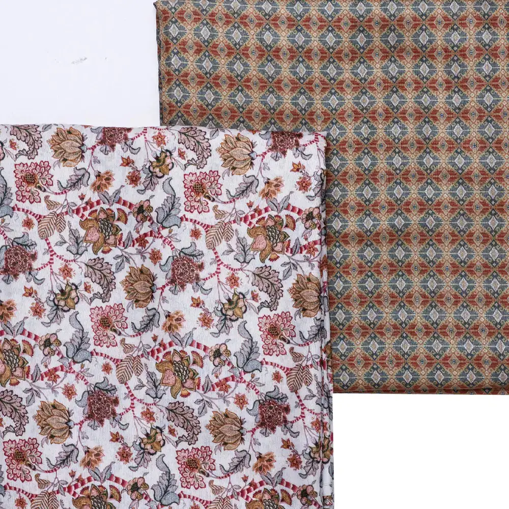 Multicolor Mul Cotton Printed Unstitched Fabric Set (5 Meter Set) - Image 3