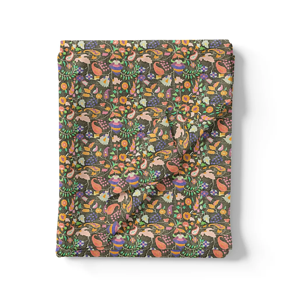 Multicolor Paisley Printed Pure Georgette Fabric - Image 3