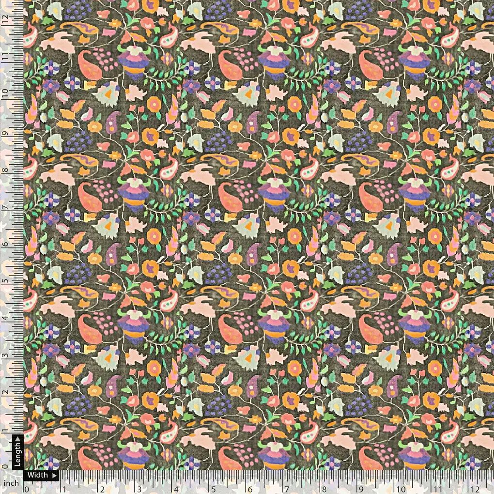 Multicolor Paisley Printed Pure Georgette Fabric - Image 5