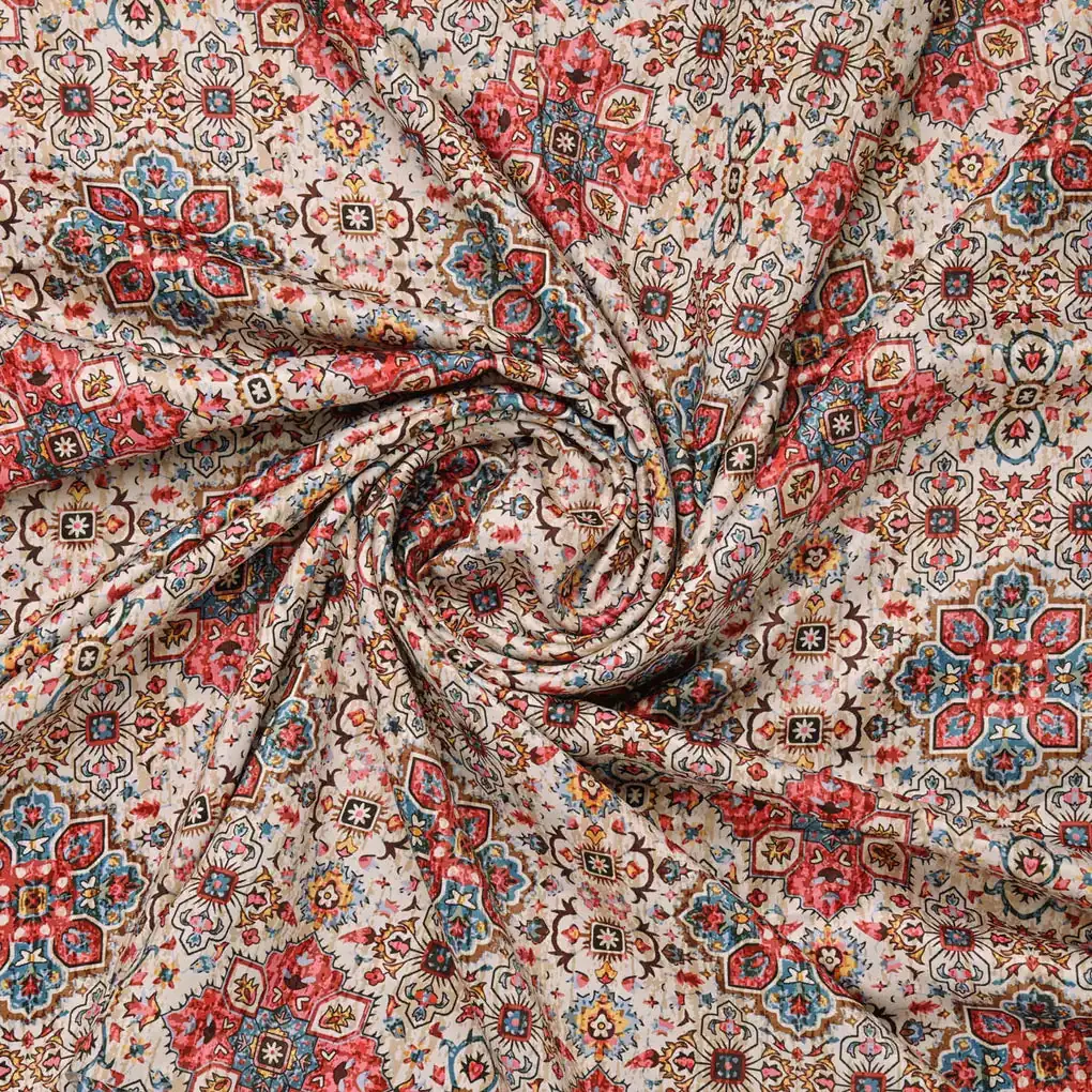 Multicolor Printed Velvet Fabric - Image 2