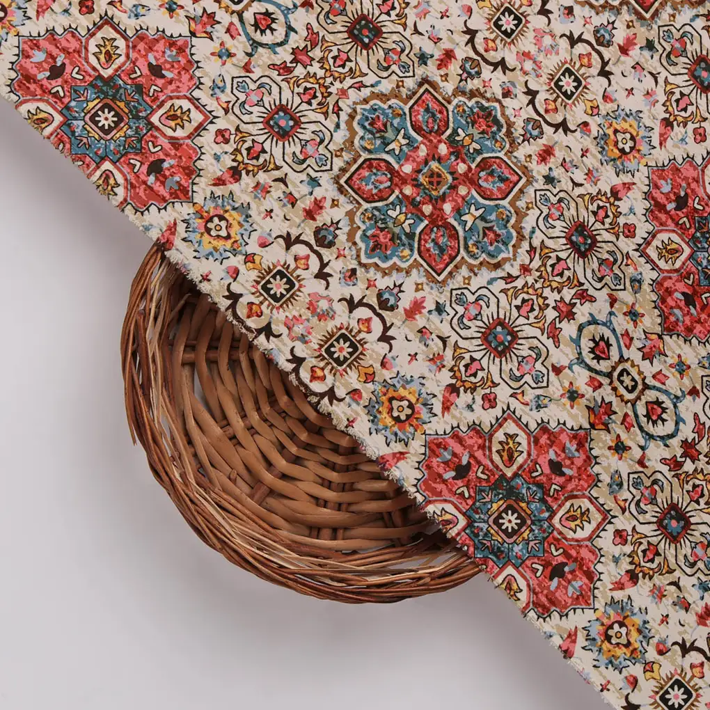 Multicolor Printed Velvet Fabric - Image 3