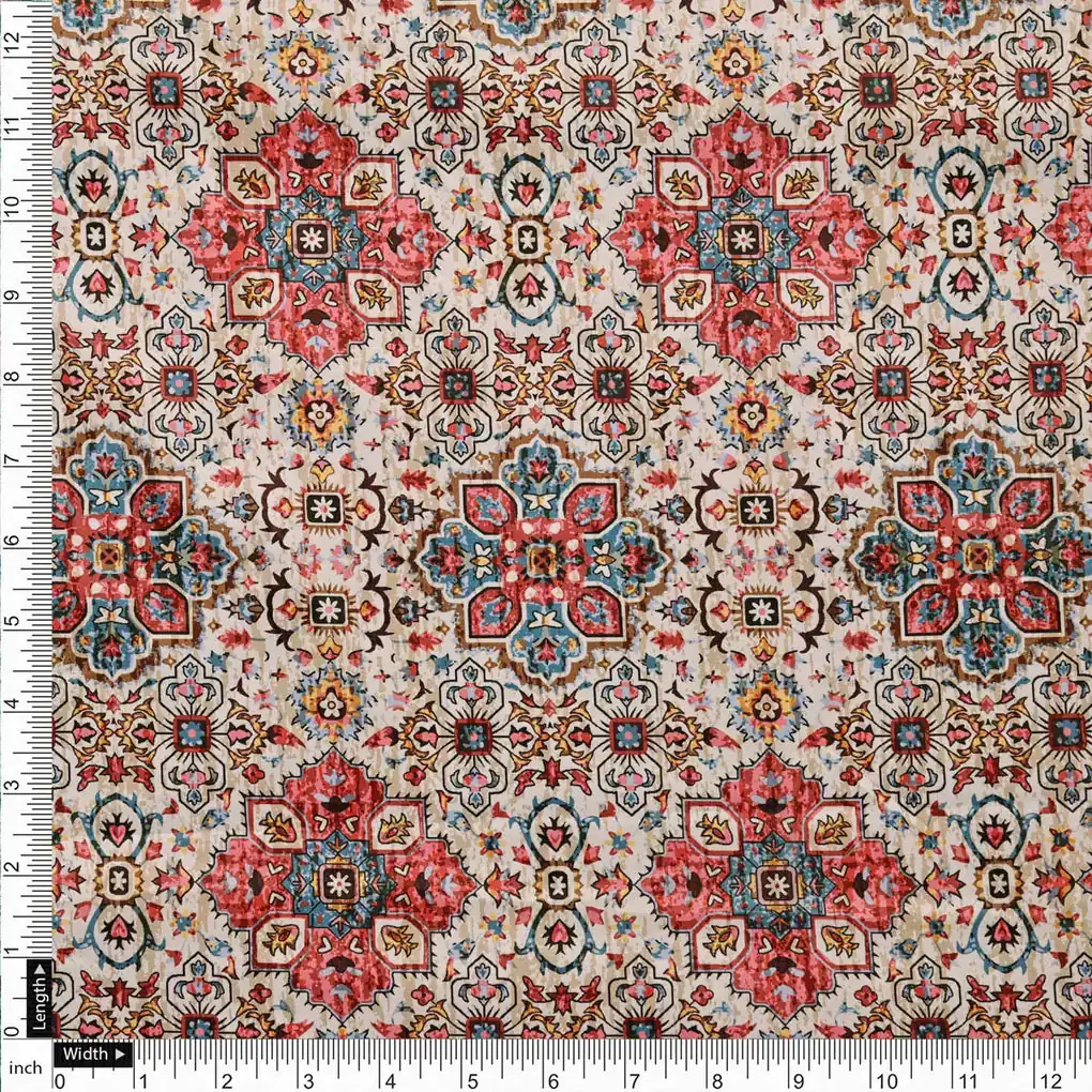 Multicolor Printed Velvet Fabric - Image 4