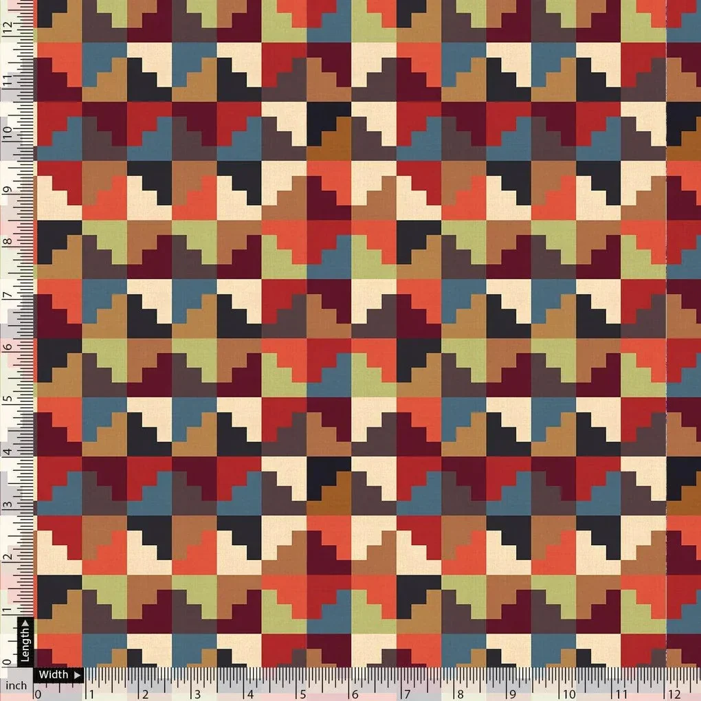 Multicolour Abstract Colourful Digital Printed Fabric - Image 4
