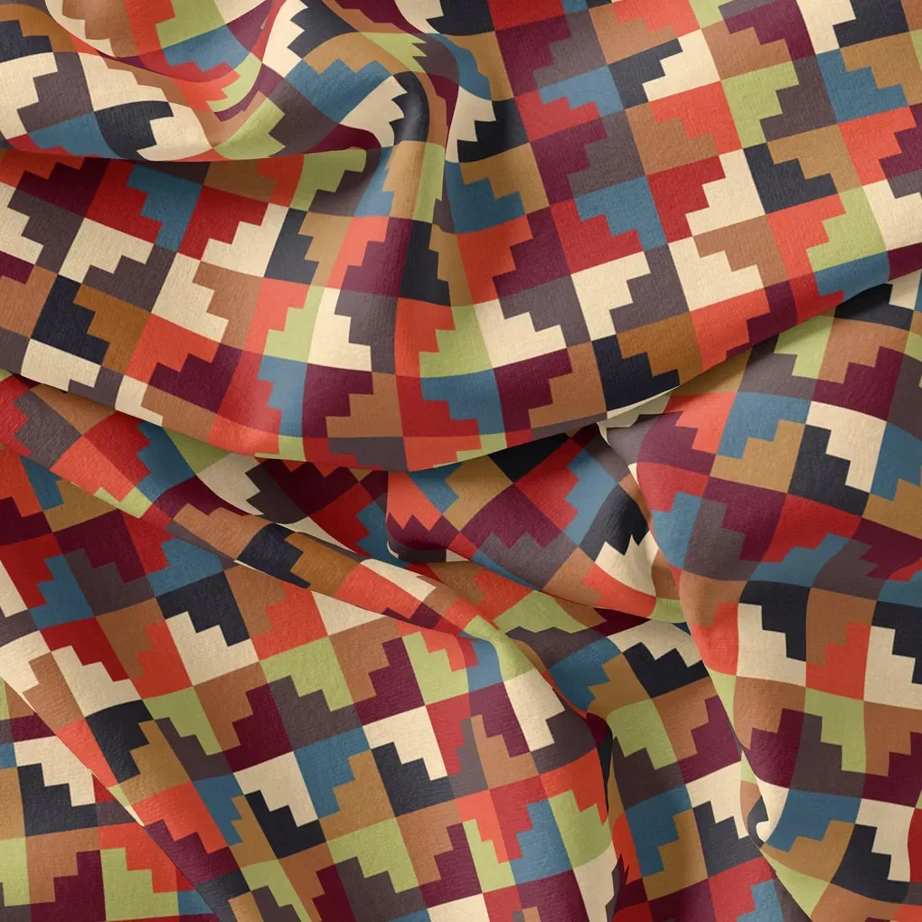 Multicolour Abstract Colourful Digital Printed Fabric - Pure Georgette - Image 3