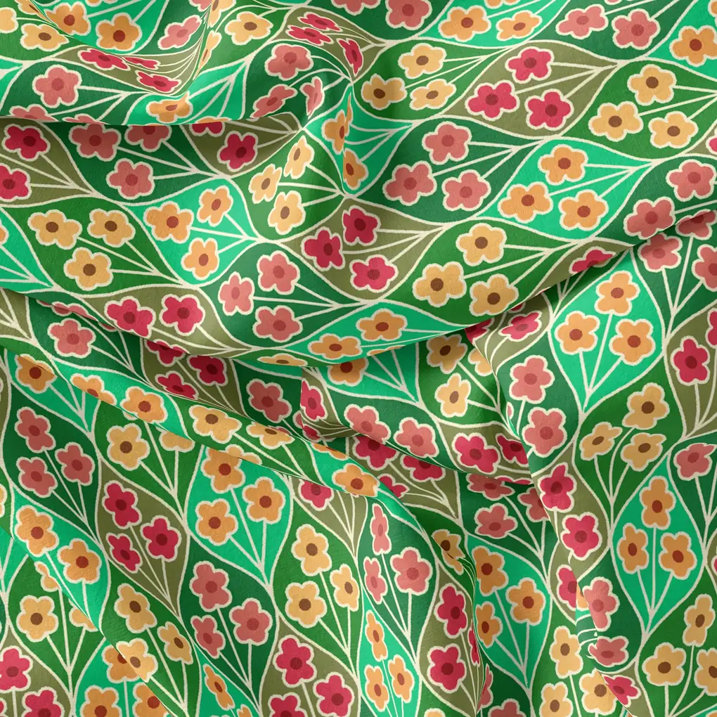 Multicolour Allmandar Flower Ogee Art Digital Printed Fabric - Pure Georgette - Image 4