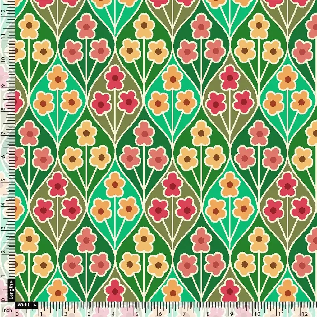 Multicolour Allmandar Flower Ogee Art Digital Printed Fabric - Weightless - Image 5