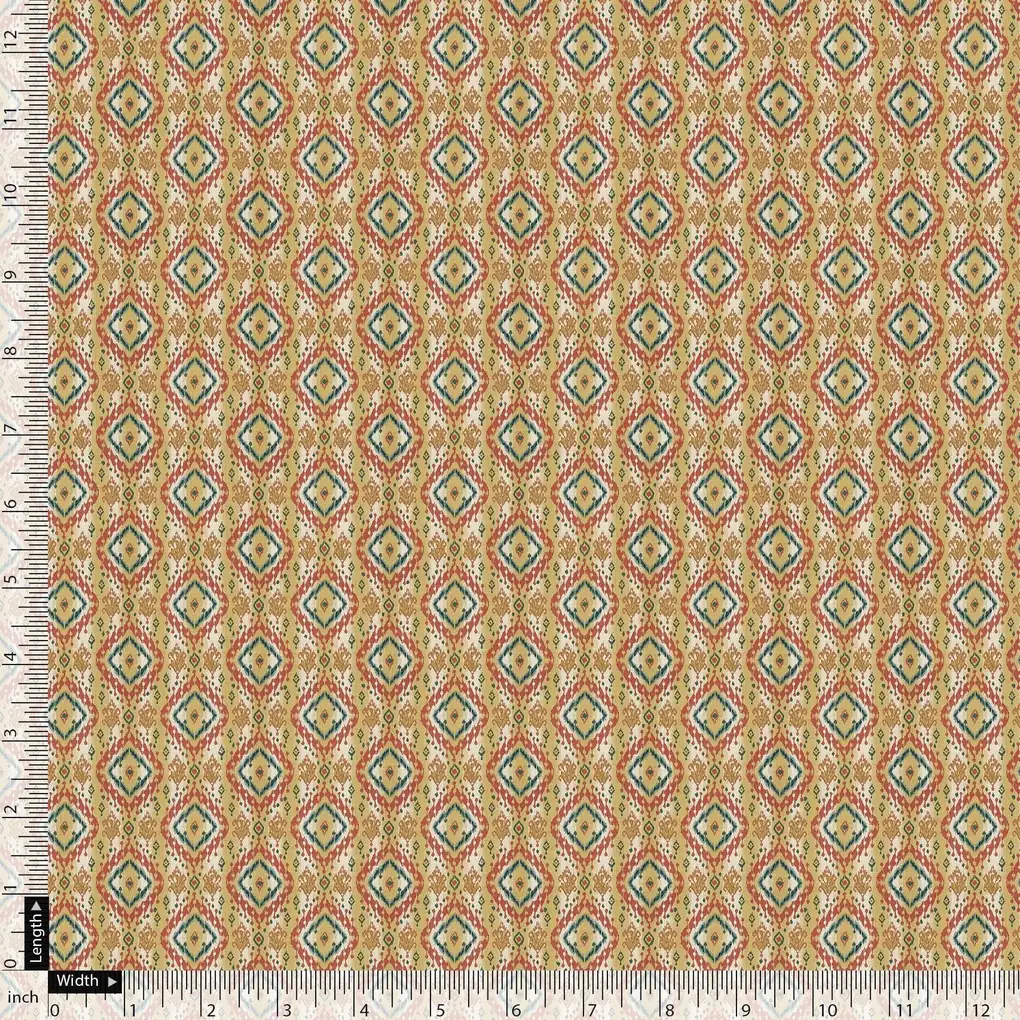 Multicolour Decorative Ikat Digital Printed Fabric - Image 5