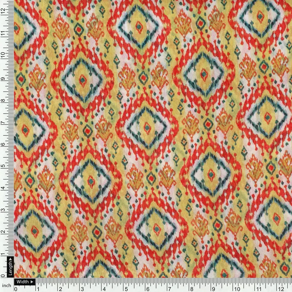 Multicolour Decorative Ikat Digital Printed Fabric - Weightless - Image 4