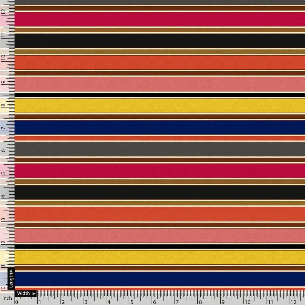 Multicolour Regimental Strips Digital Printed Fabric - Pure Chiffon - Image 5