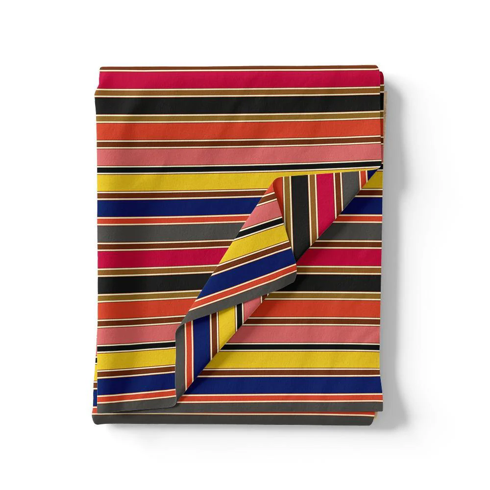 Multicolour Regimental Strips Digital Printed Fabric - Pure Georgette - Image 3