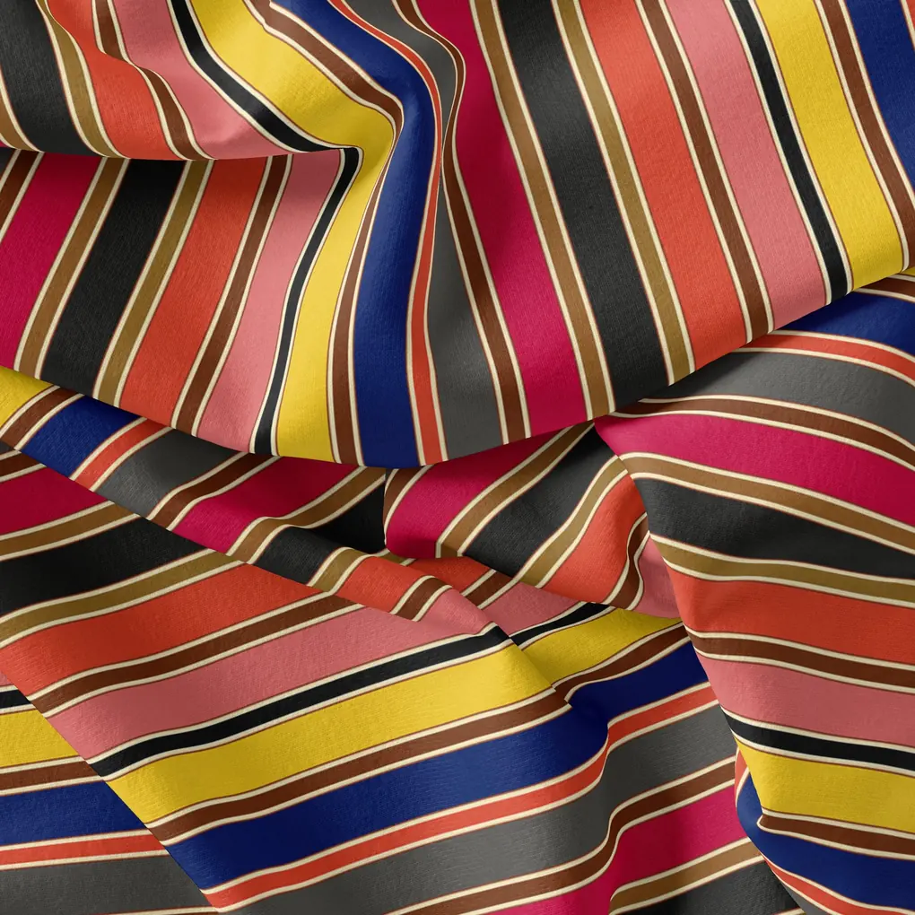 Multicolour Regimental Strips Digital Printed Fabric - Pure Georgette - Image 4