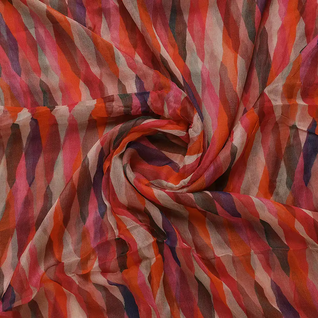 Multicolour Scales Repeat Digital Printed Fabric - Pure Chiffon - Image 2