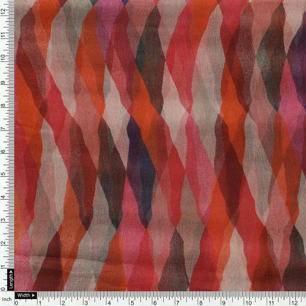 Multicolour Scales Repeat Digital Printed Fabric - Pure Chiffon - Image 4