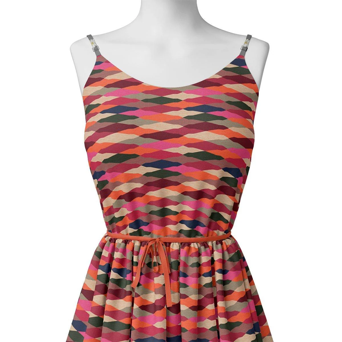 Multicolour Scales Repeat Digital Printed Fabric - Pure Chinon - Image 2