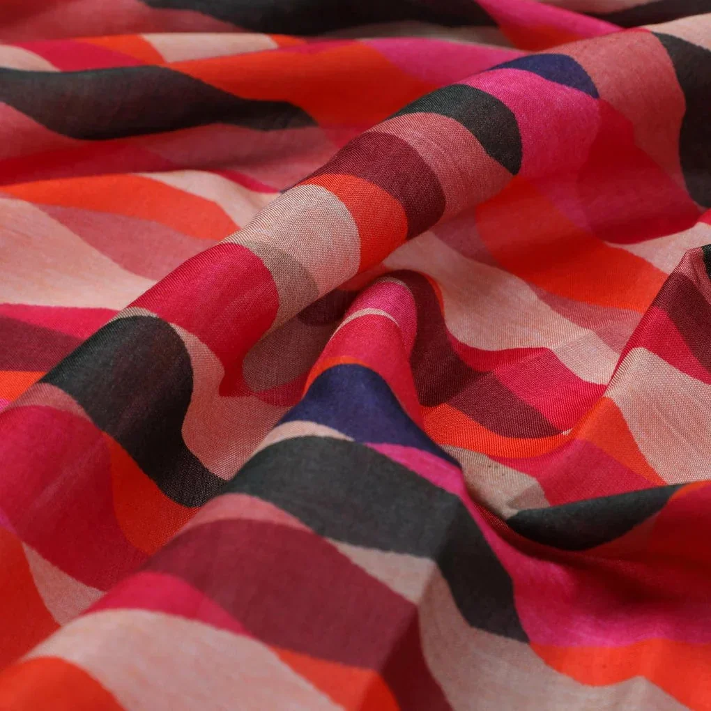 Multicolour Scales Repeat Digital Printed Fabric - Pure Muslin - Image 3