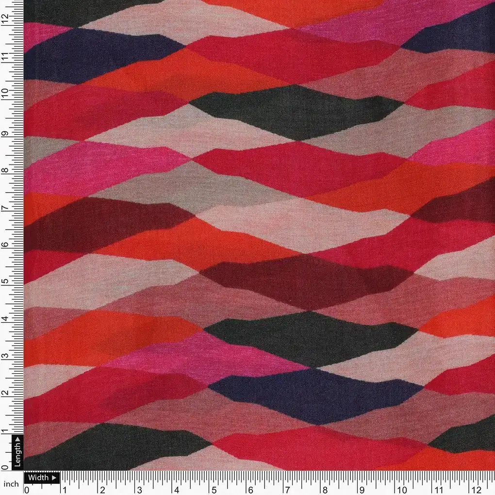 Multicolour Scales Repeat Digital Printed Fabric - Pure Muslin - Image 4