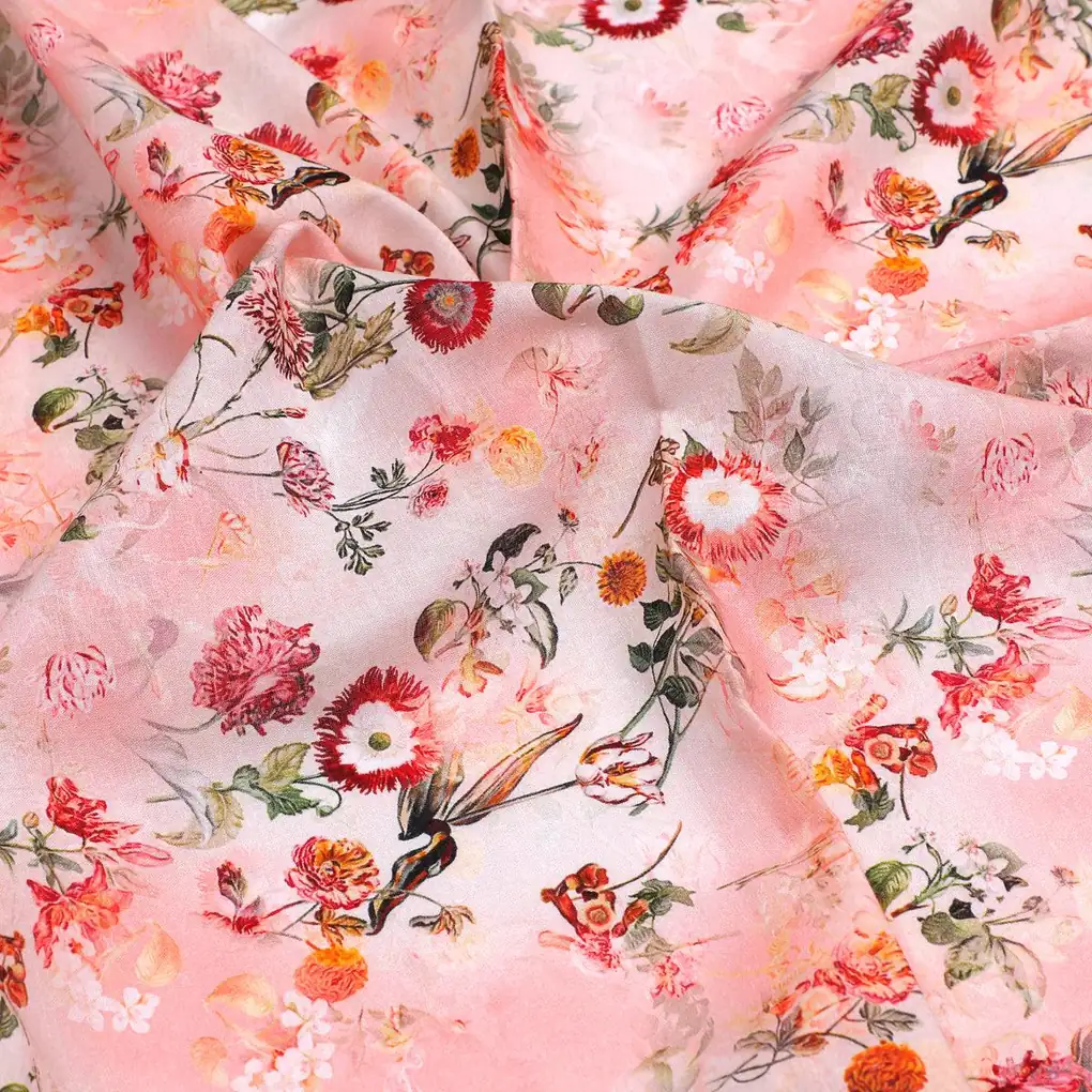 Multicolour Sunflower With Green Leaves Digital Printed Fabric - Pure Cotton - Image 3