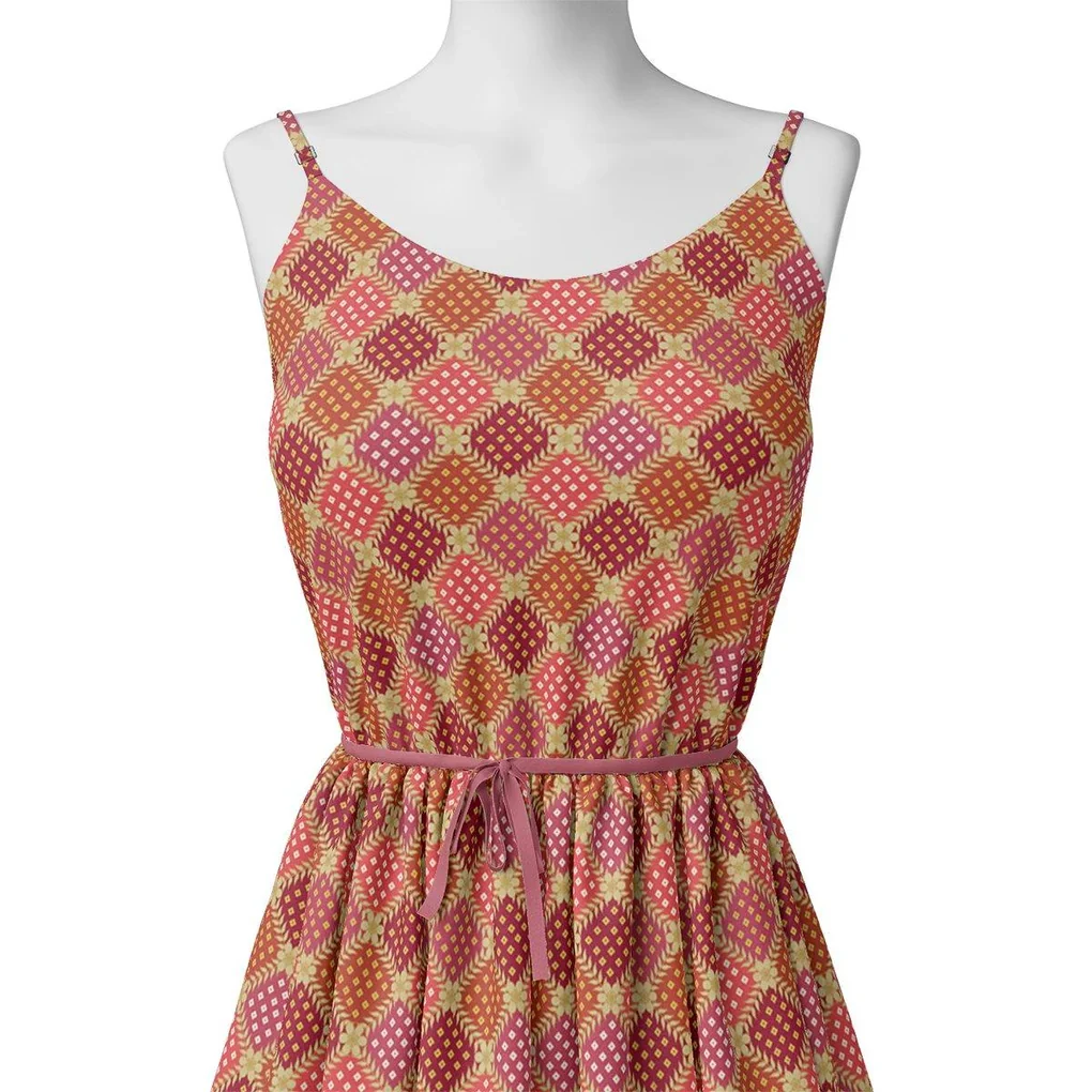 Multicolour With Flower Honeycomb Digital Printed Fabric - Image 2