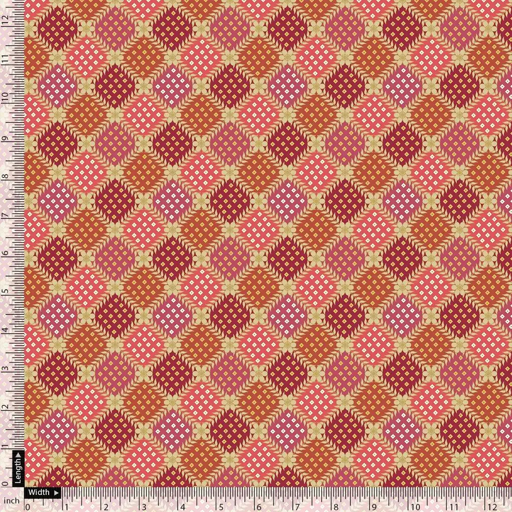 Multicolour With Flower Honeycomb Digital Printed Fabric - Image 4