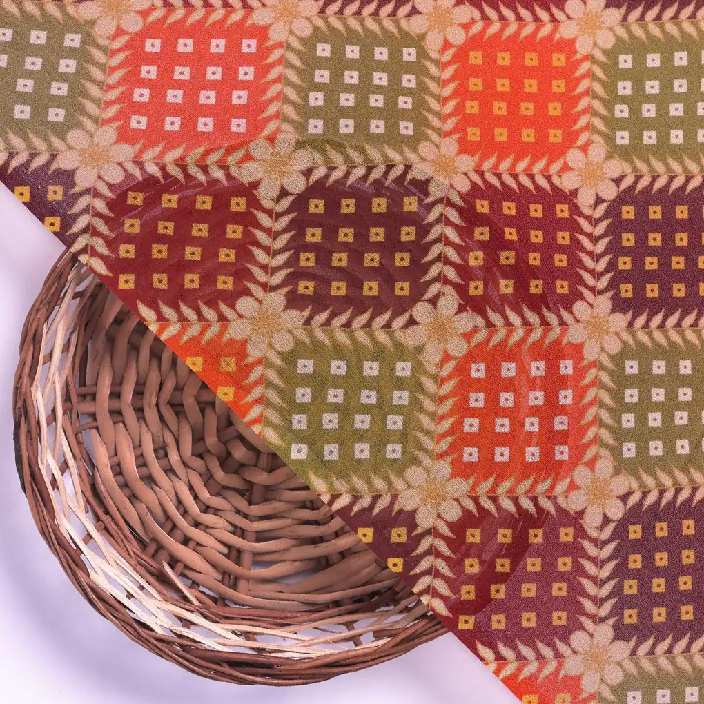 Multicolour With Flower Honeycomb Digital Printed Fabric - Pure Georgette - Image 2