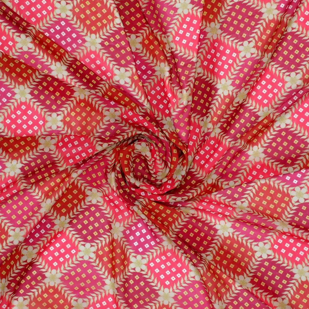 Multicolour With Flower Honeycomb Digital Printed Fabric - Weightless - Image 3