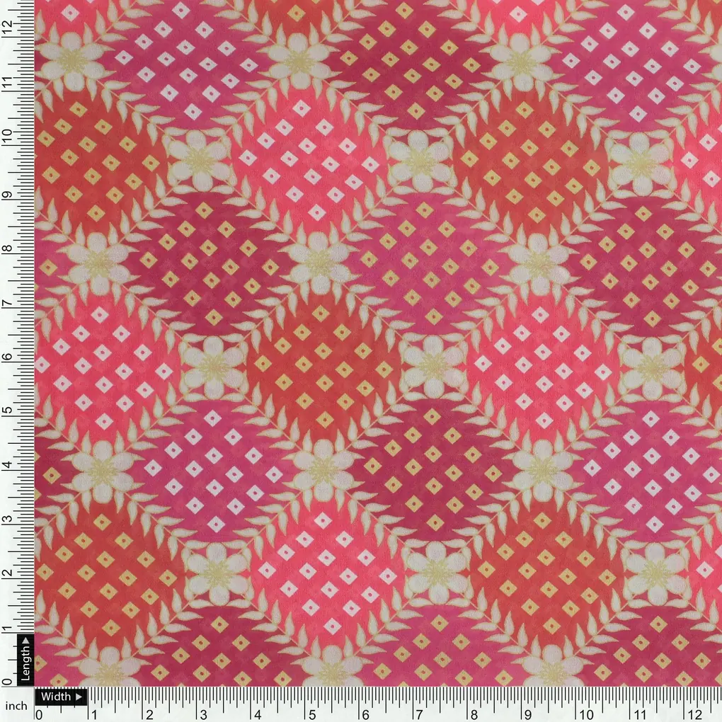 Multicolour With Flower Honeycomb Digital Printed Fabric - Weightless - Image 4